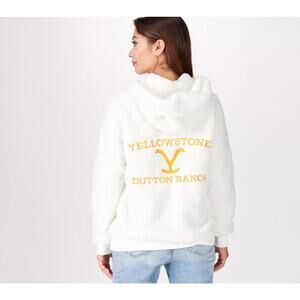 BumbleBella by Jill Martin Yellowstone Sherpa Zip-Up Sweatshirt Hoodie Small